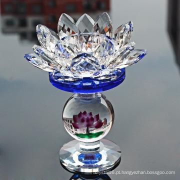 Crystal Glass Lotus Candle Holder para decoração de casamento em casa